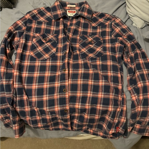 Wrangler Western Flannel Shirt Mens Medium Plaid Flex for Comfort Workwear NWOT - Picture 2 of 16